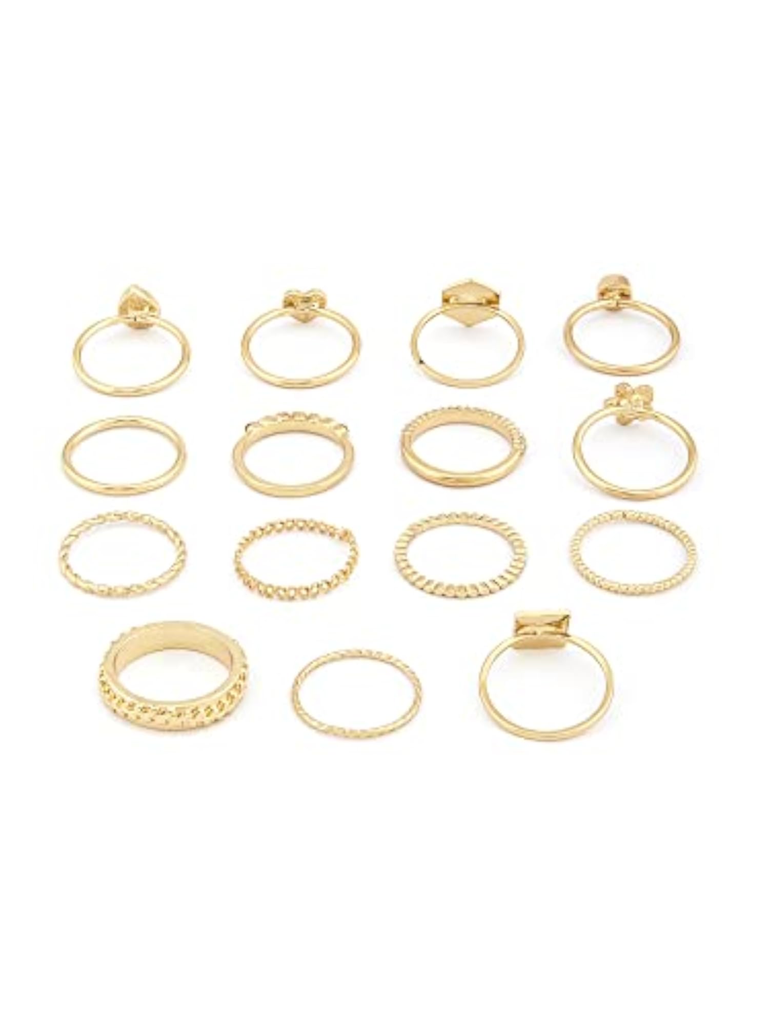 Set of 15 Contemporary Stackable Rings For Women